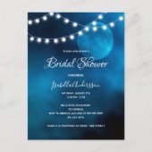Brautparty Blue Moon Lichter Saiten Einladung Postkarte (Vorderseite)