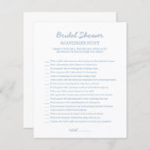 Brautparty Blue Scavenger Hunt (Vorne/Hinten)