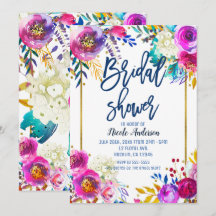 Brautparty Blue Script Bold Watercolor Floral