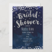 Brautparty Blue & Silver Starry Einladungen (Vorderseite)