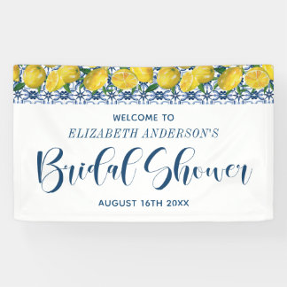 Brautparty Blue Tile Lemon - Mittelmeer Willkommen Banner