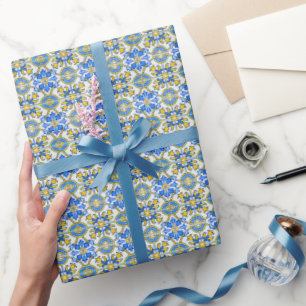 Brautparty Blue Tiles Geschenkpapier