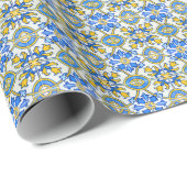 Brautparty Blue Tiles Geschenkpapier (Rolleneckpunkt)