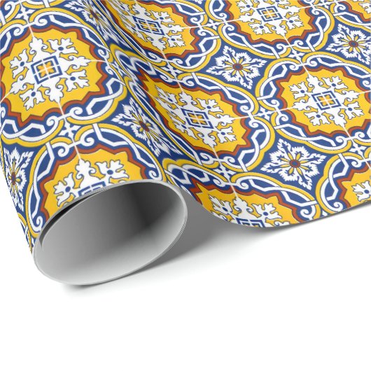 Brautparty Blue Tiles Geschenkpapier (Rolleneckpunkt)