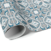 Brautparty Blue Tiles Geschenkpapier (Rolleneckpunkt)