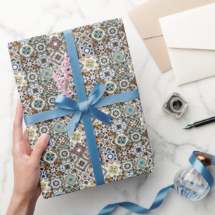 Brautparty Blue Tiles Geschenkpapier