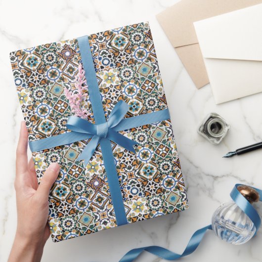 Brautparty Blue Tiles Geschenkpapier (Schenken)