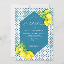 Brautparty Blue Tiles Lemon Einladung