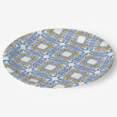 Brautparty Blue Tiles Pappteller (Schrägansicht)