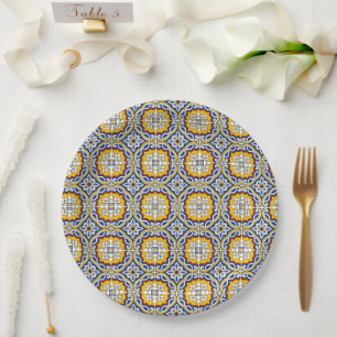 Brautparty Blue Tiles Pappteller