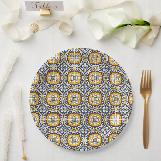 Brautparty Blue Tiles Pappteller (Hochzeit)