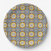 Brautparty Blue Tiles Pappteller (Vorderseite)