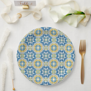 Brautparty Blue Tiles Pappteller
