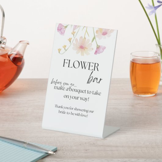 Brautparty Blume Bar Signierung Sockelschild (In SItu)