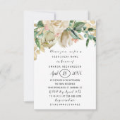 Brautparty Blume Brunch Grün Glitzer Weiß Einladung (Vorderseite)