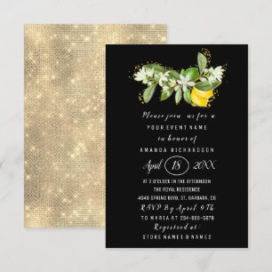 Brautparty Blume Brunch Lemon Green Black Einladung