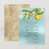 Brautparty Blume Brunch Lemon Green Gold Einladung (Vorne/Hinten)