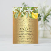 Brautparty Blume Brunch Lemon Tree Gold Einladung (Stehend Vorderseite)
