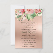 Brautparty Blume Brunch Minze Rose Rosa Einladung (Vorderseite)