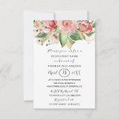 Brautparty Blume Brunch Minze Rose rot Weiß Einladung (Vorderseite)