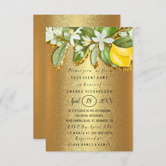 Brautparty Blume Brunch Olivenweg Einladung (Vorne/Hinten)