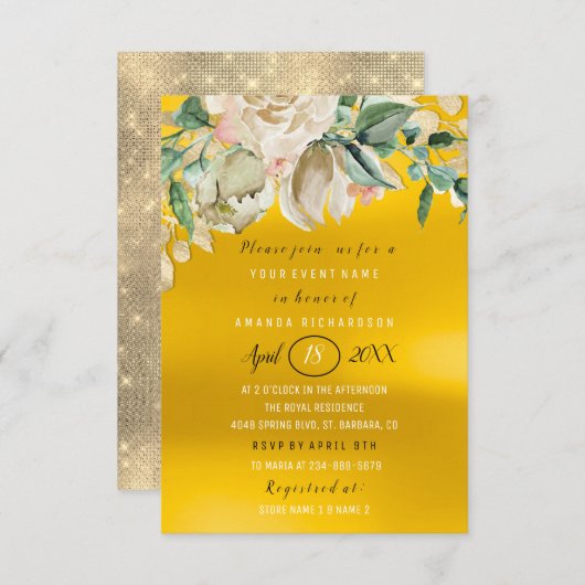 Brautparty Blume Brunch Spark Einladung (Vorne/Hinten)