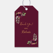 Brautparty Blume burgundy boho vielen Dank Geschenkanhänger (Rückseite)