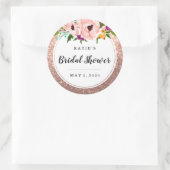 Brautparty Blume Kronen Glitzer Rosa Rose Gold Runder Aufkleber (Tasche)