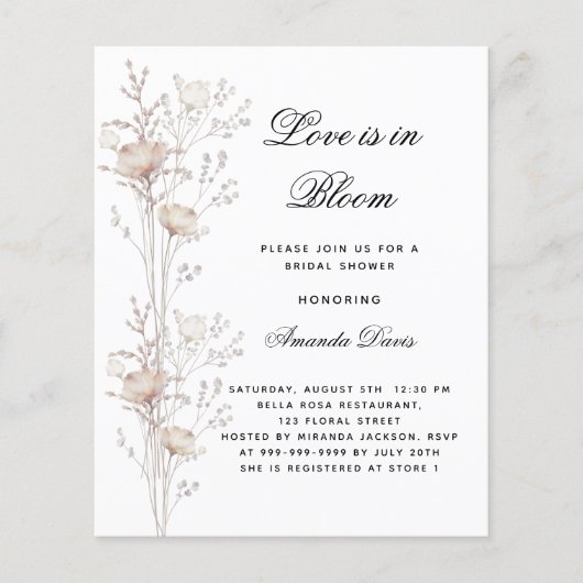 Brautparty Blume Liebe Blüte Haushaltseinladung (Vorderseite)