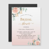 Brautparty Blumen Rose Gold Grün Luxus Magneteinladung (Vorne/Hinten)