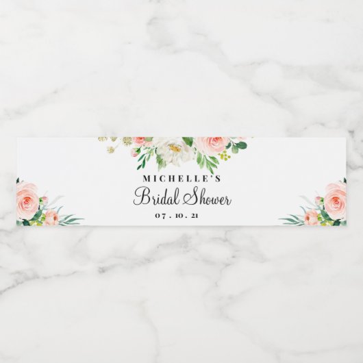 Brautparty, Blumen Wasserflaschenetikett (Einzelnes Label)
