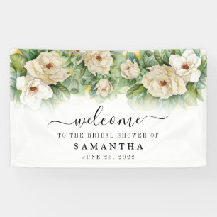 Brautparty-Blumen Weiße Magnolie Namens Willkommen Banner