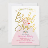 Brautparty Blumenbriefe Kleid Diamantring Einladung (Vorderseite)