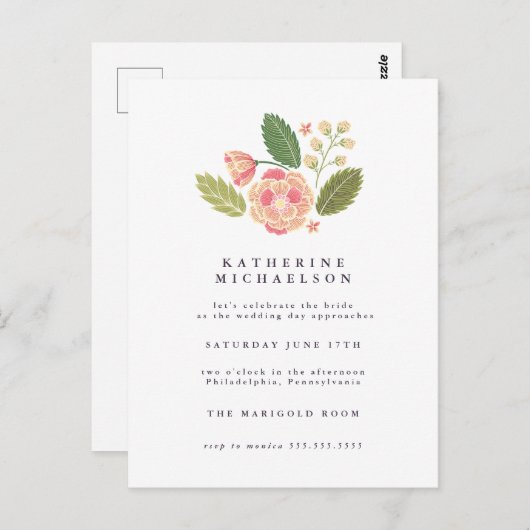 Brautparty | Blumengarten Postkarte (Vorne/Hinten)