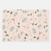 Brautparty Blumenmuster l Navy Burgundy Pink Geschenkpapier Set (Vorderseite)