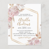 Brautparty Blumenrosa, Goldeinladung (Vorderseite)