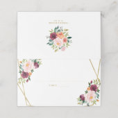 Brautparty Blush Burgundy Platzkarte (Außenseite Aufgefaltet)