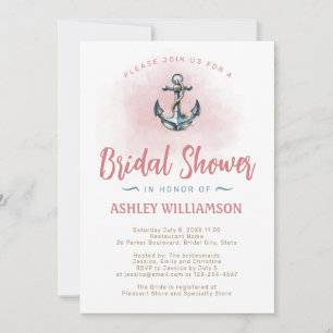 Brautparty Blush Nautical Anchor Einladung