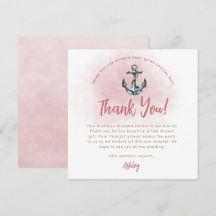 Brautparty Blush Nautical Anchor Vielen Dank Dankeskarte
