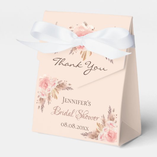 Brautparty blush Pampas Gras Blumendanken Geschenkschachtel (Vorderseite)