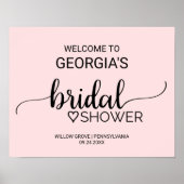 Brautparty Blush Pink Calligraphy Willkommen Poster (Vorne)