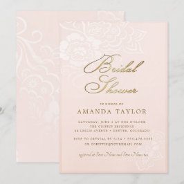 Brautparty Blush Pink Floral Lace Einladung