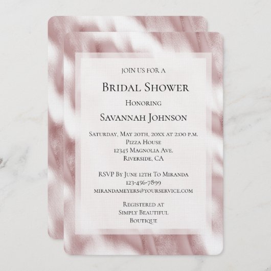 Brautparty Blush Pink Glam Einladung (Vorne/Hinten)