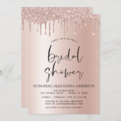 Brautparty Blush Pink Glitzer Girly Einladung (Vorne/Hinten)