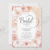 Brautparty Blush Pink Gold Floral Einladung (Vorderseite)