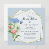 Brautparty Blush Pink in Dusty Blue Fern Floral Einladung (Vorne/Hinten)