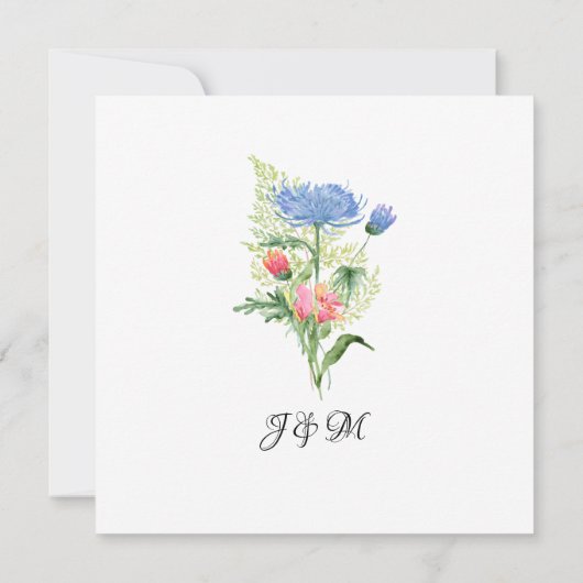 Brautparty Blush Pink in Dusty Blue Fern Floral Einladung (Rückseite)