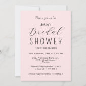 Brautparty Blush Pink Kalligrafie Einladung (Vorderseite)