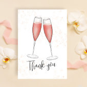 Brautparty Blush Pink Watercolor Champagne Dankeskarte