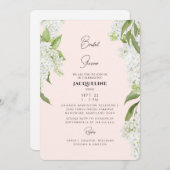 Brautparty Blush White Hydrangeas Einladung (Vorne/Hinten)